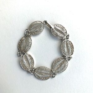 Vintage Silver Filigree Link Bracelet